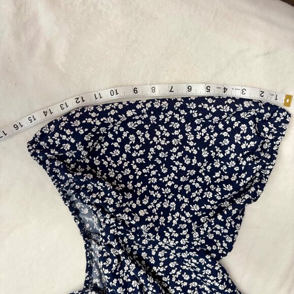 Shein Curve Floral Bohemian Maxi Dress With Puff Sleeves Navy & White  4XL - Picture 13 of 14